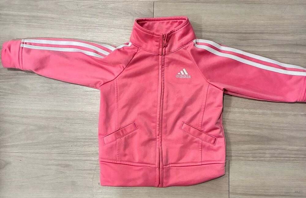Adidas Track Jacket Size 12M Pink White Full Zip
